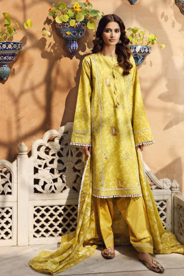 3 PC Lawn Unstitched Embroidered Suit CL-1236